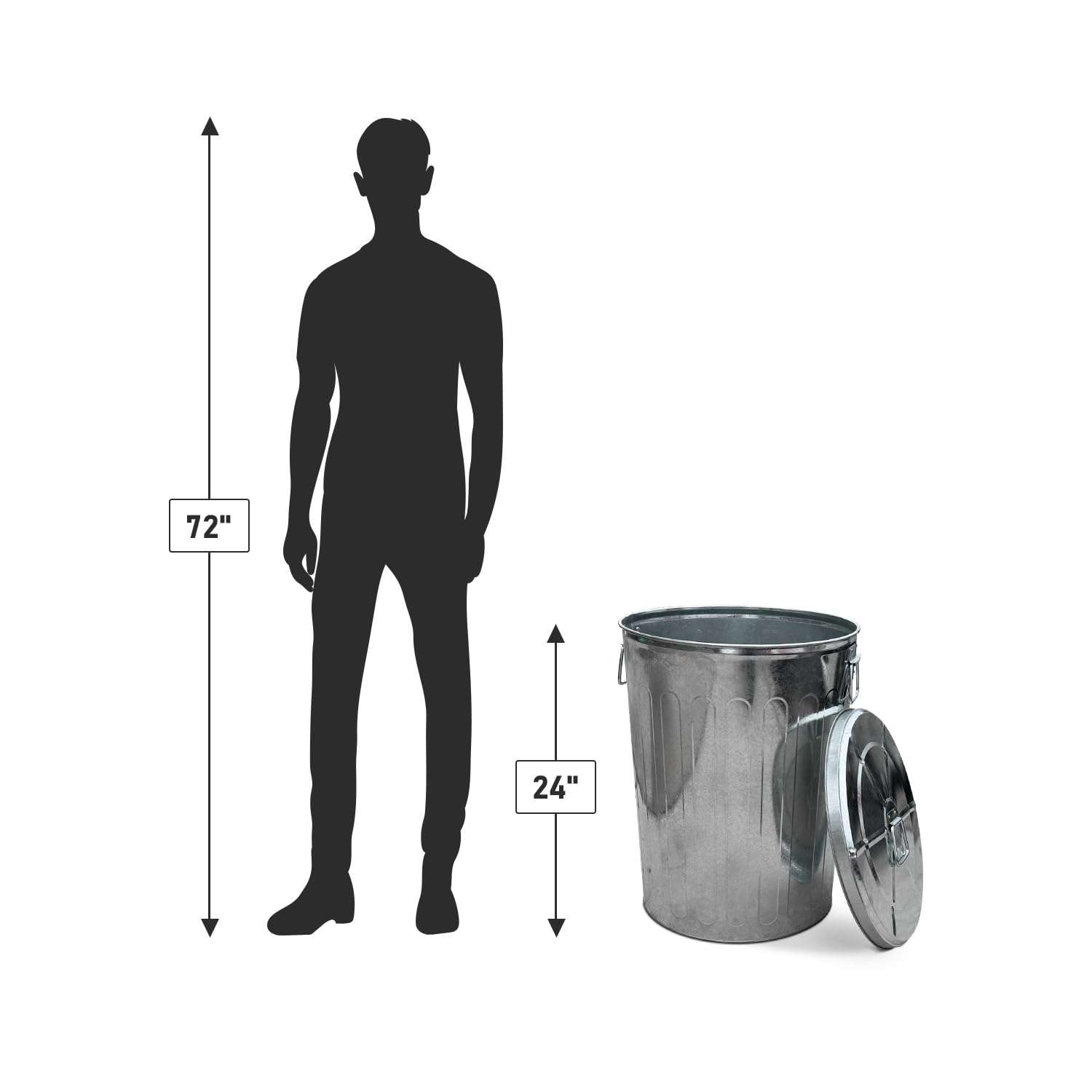 20 Gal Galvanized Steel Round Trash Can with Lid - 4