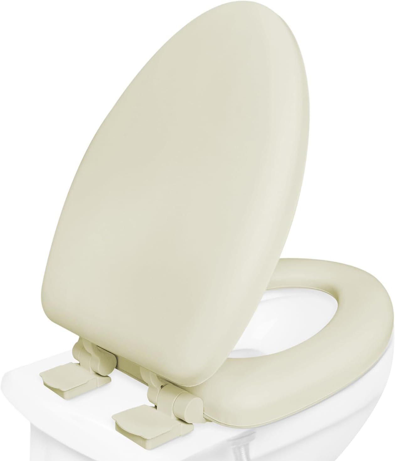 Plexon Soft Cushioned Toilet Seat, Elongated Bone, Slow-Close Lid & Seat, Quick-Release Hinge, Easy To Clean & Change