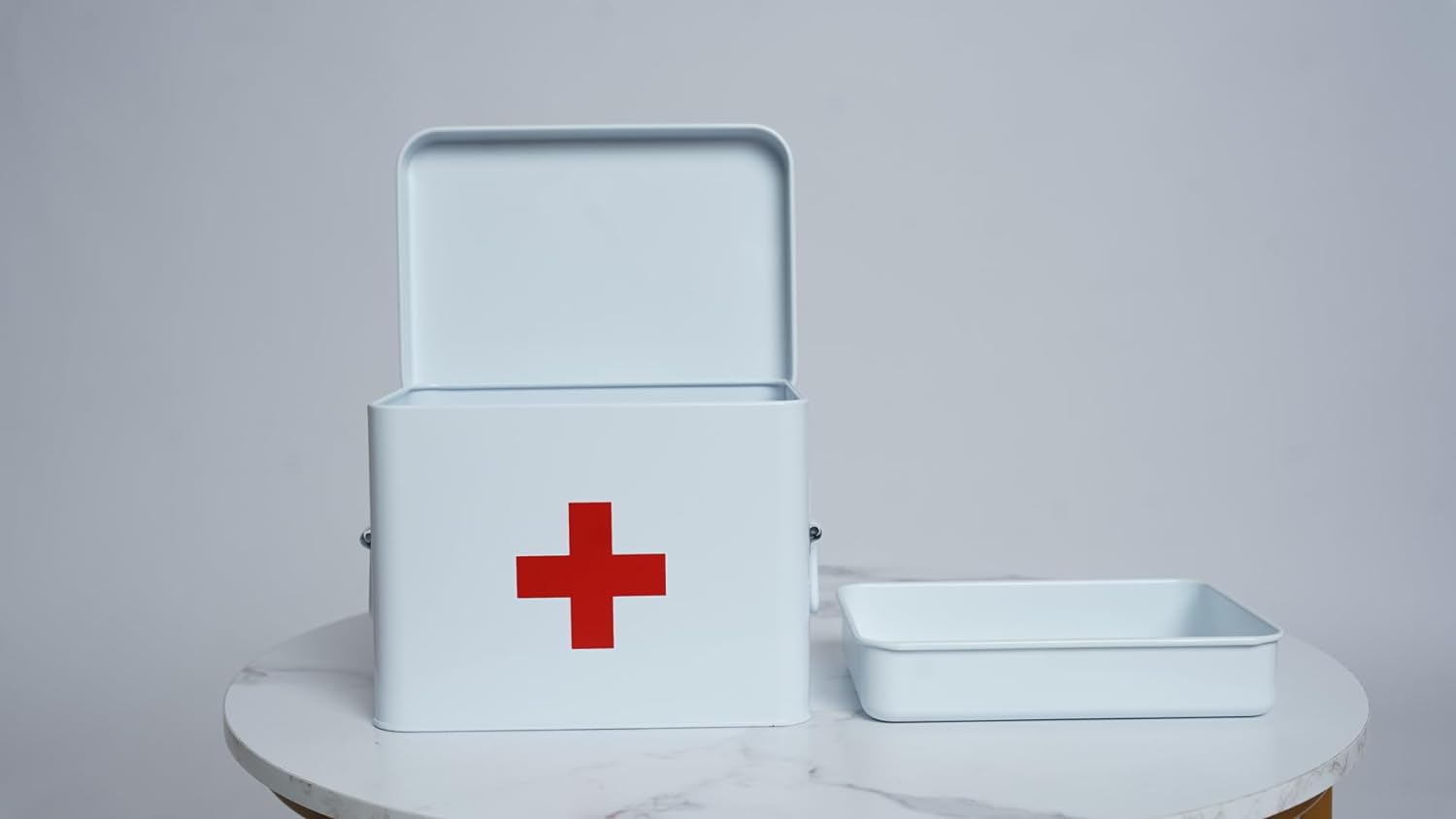 White First Aid Medicine Chest, 9" - 2