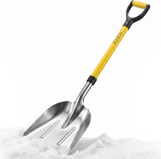 48'' Aluminum Snow Shovel Scoop with Folding Fiberglass Handle & Plastic D-Grip, 12'' Wide Blade