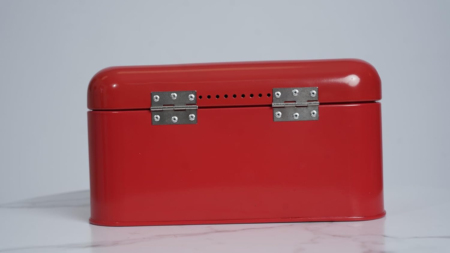 Red Metal Bread Box with Lid and Transparent Window, 11.8" - 4