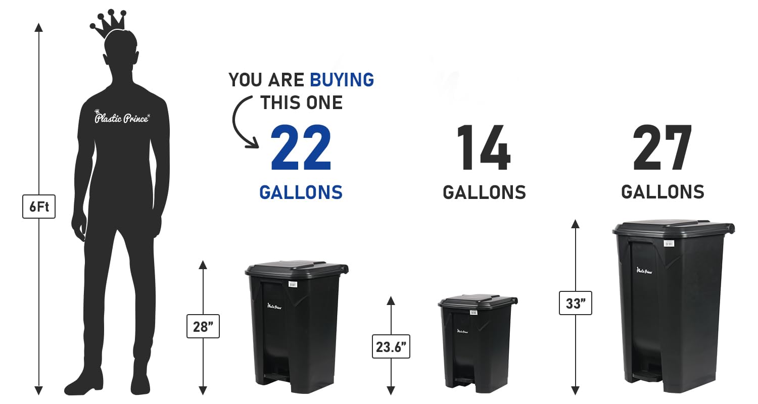 22 Gal Step-On Indoor Trash Can, Black