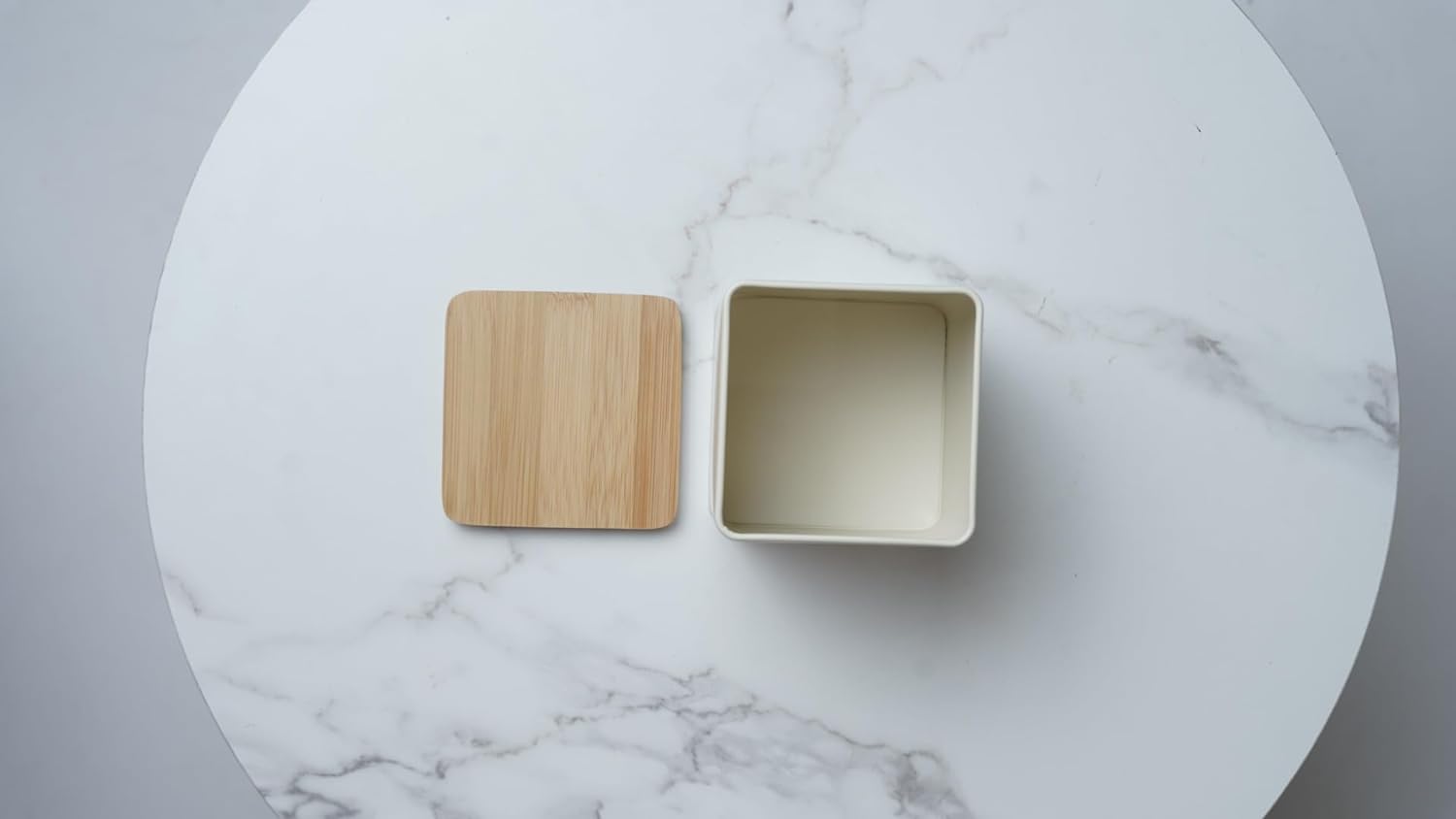 3-piece White Metal Jar Set with Airtight Bamboo Lids - 6