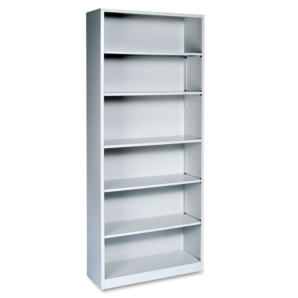 Metal Bookcase, Six-Shelf, 34.5w x 12.63d x 81.13h, Light Gray - 
