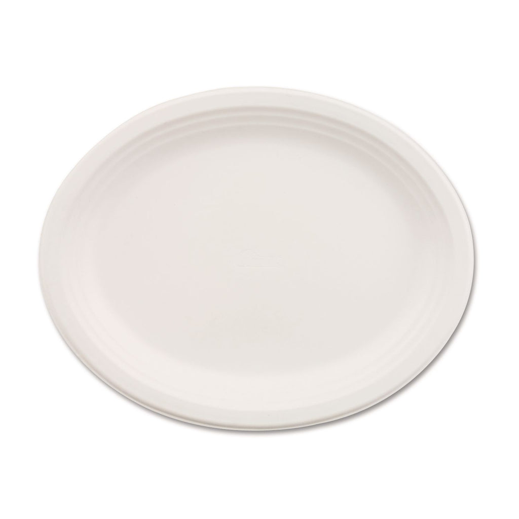 Classic Paper Dinnerware, Oval Platter, 9.75 x 12.5, White, 500/Carton