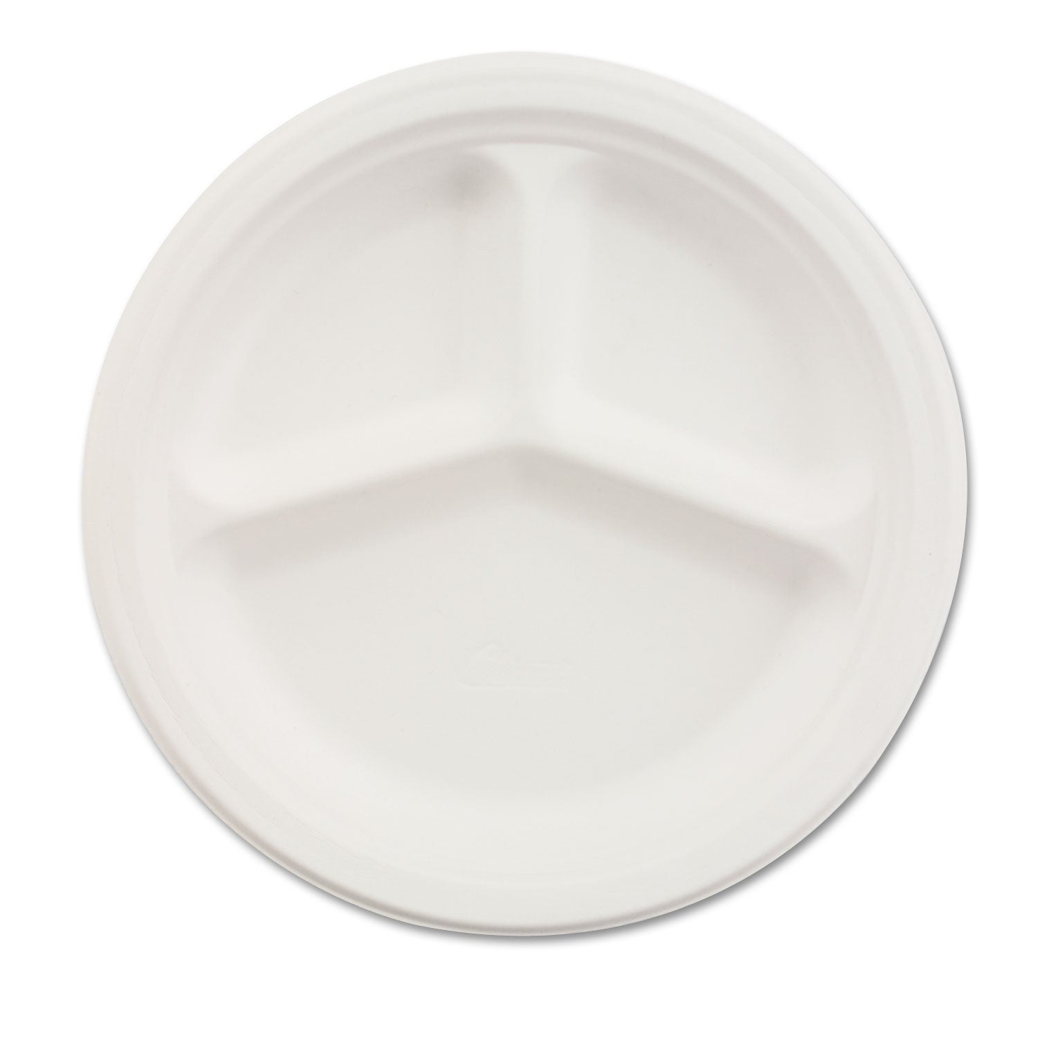 Paper Dinnerware, 3-Compartment Plate, 10.25" dia, White, 500/Carton - 