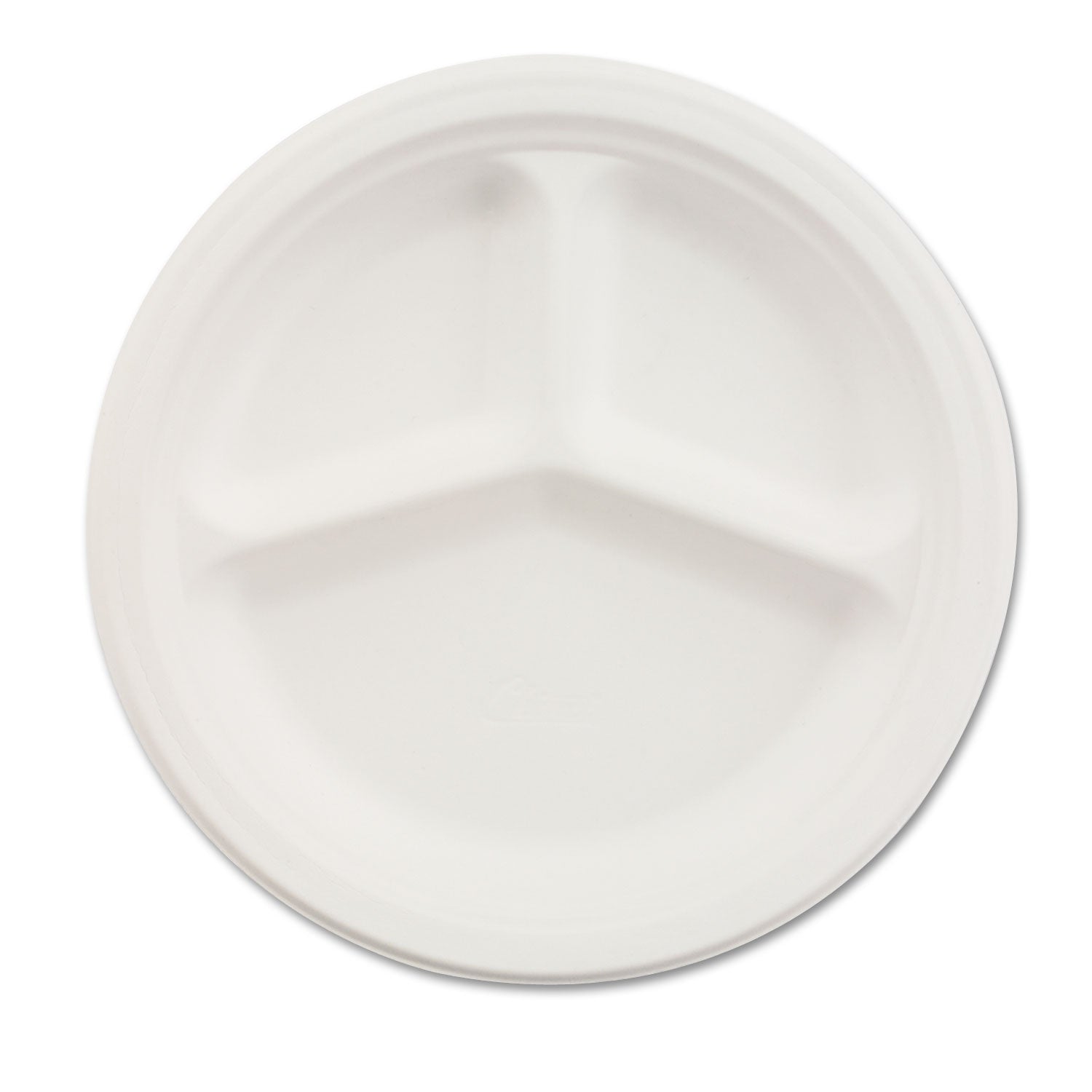 Paper Dinnerware, 3-Compartment Plate, 9.25" dia, White, 500/Carton - 