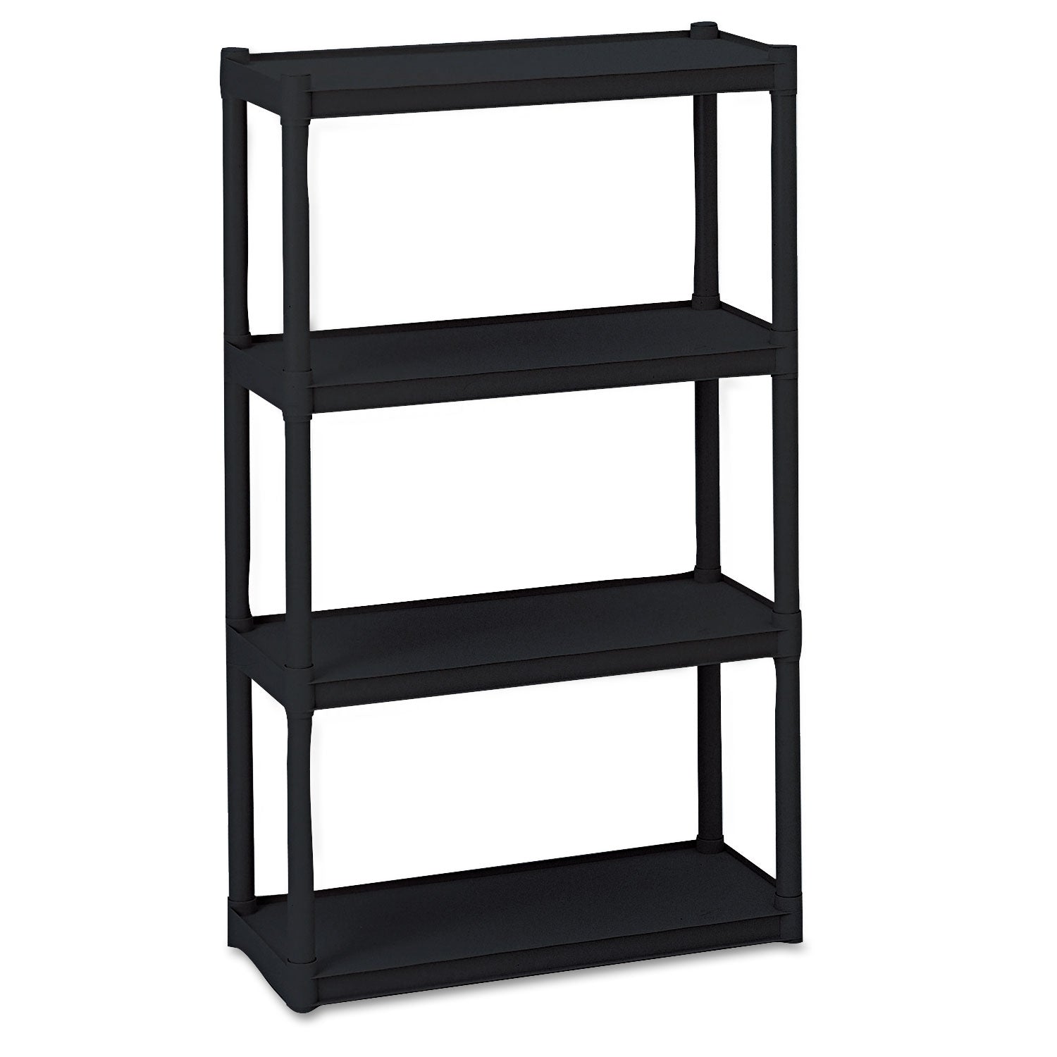 Rough n Ready Open Storage System, Four-Shelf, Injection-Molded Polypropylene, 32w x 13d x 54h, Black - 1