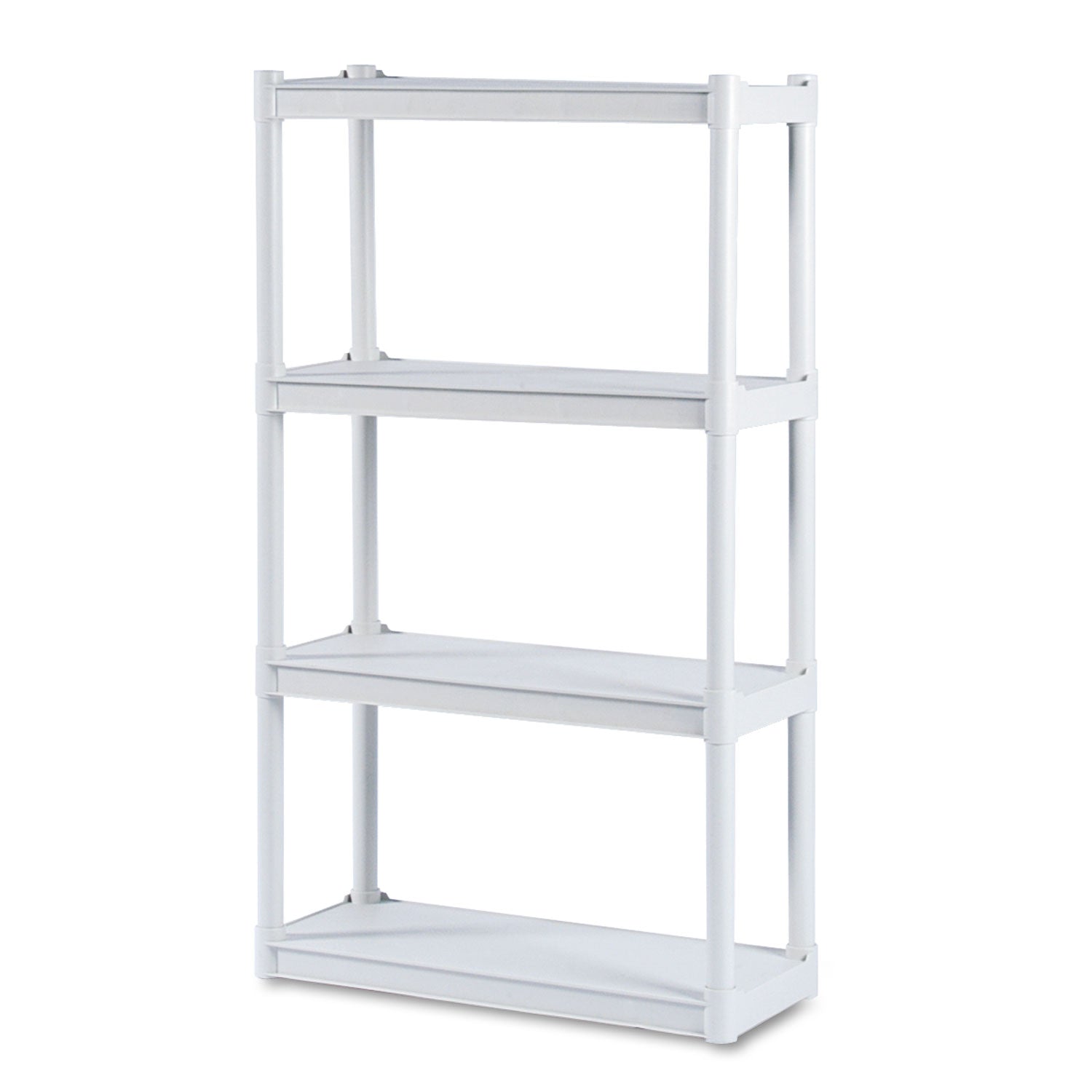 Rough n Ready Open Storage System, Four-Shelf, Injection-Molded Polypropylene, 32w x 13d x 54h, Platinum - 1