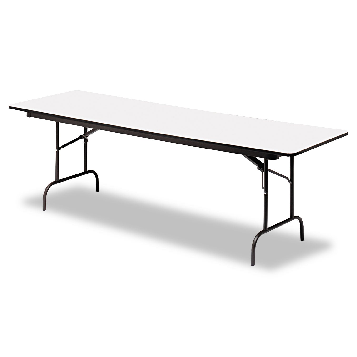 OfficeWorks Commercial Wood-Laminate Folding Table, Rectangular, 96" x 30" x 29", Gray/Charcoal - 