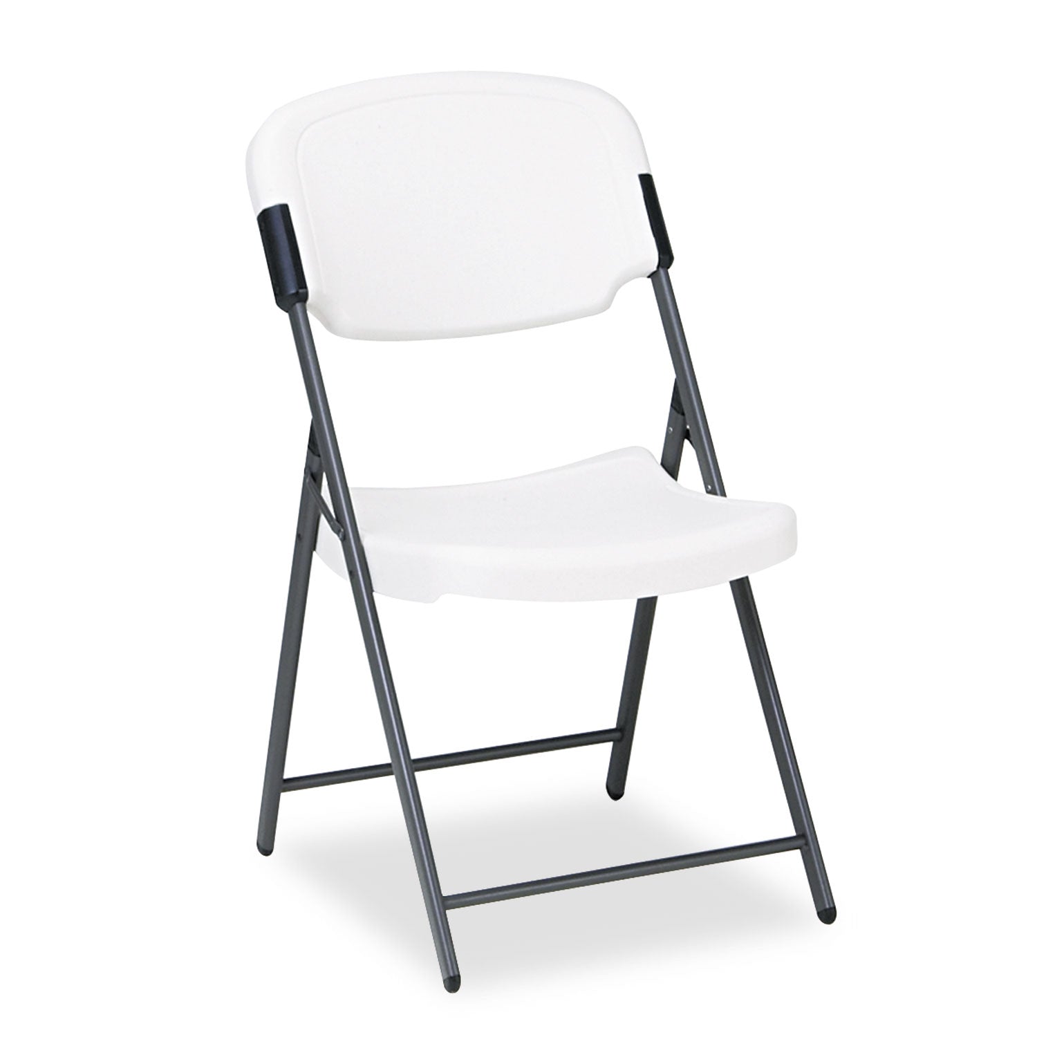 Rough n Ready Commercial Folding Chair, Supports Up to 350 lb, 15.25" Seat Height, Platinum Seat, Platinum Back, Black Base - 1