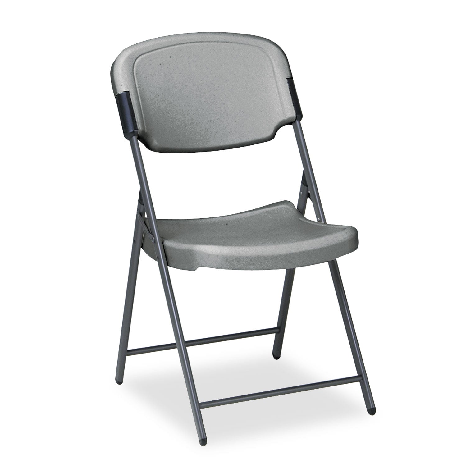 Rough n Ready Commercial Folding Chair, Supports Up to 350 lb, 15.25" Seat Height, Charcoal Seat, Charcoal Back, Silver Base - 1