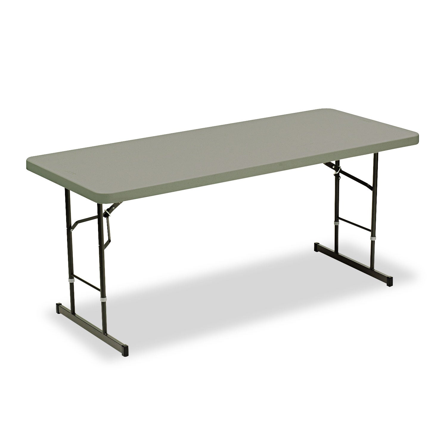 IndestrucTable Classic Adjustable-Height Folding Table, Rectangular, 72" x 30" x 25" to 35", Charcoal - 