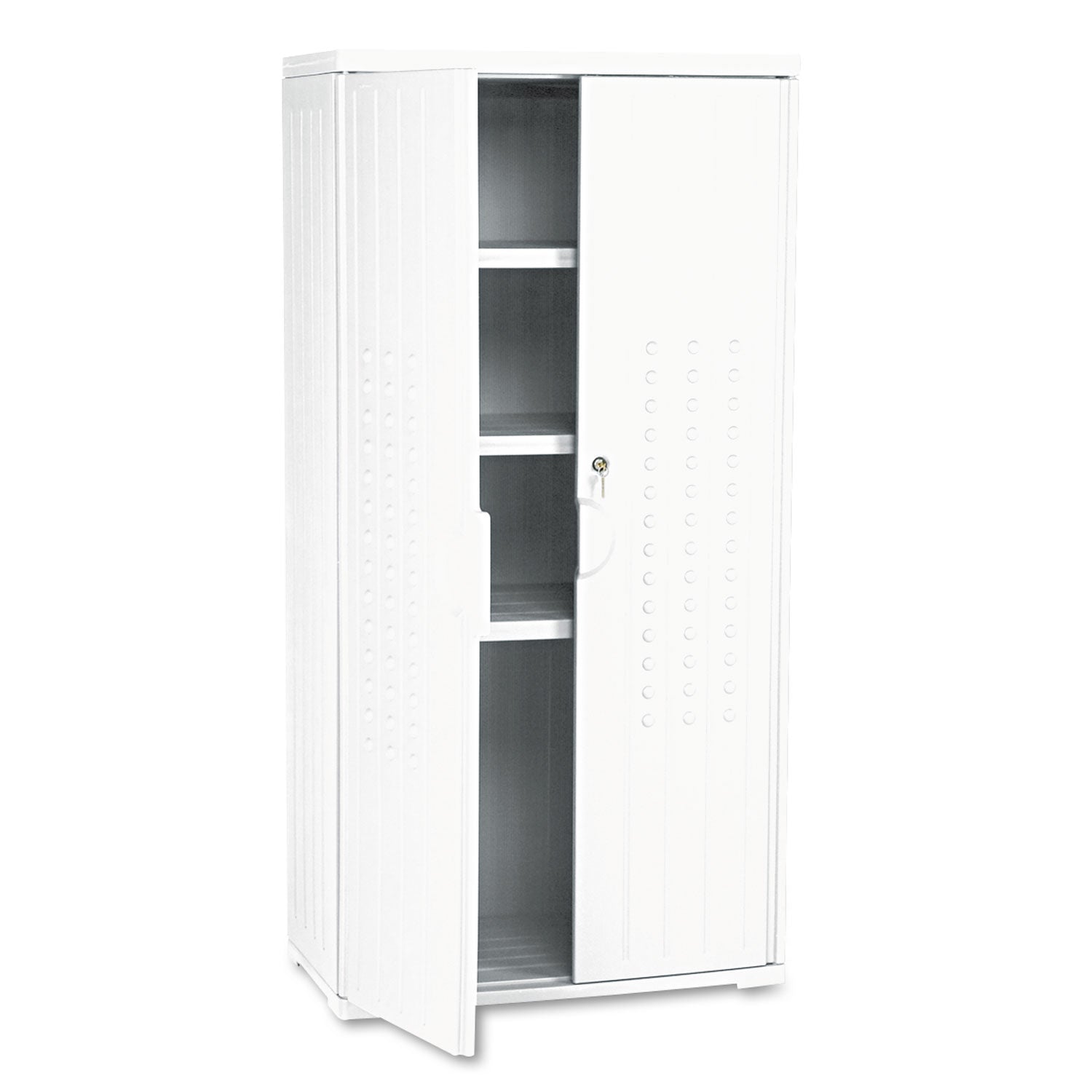 Rough n Ready Storage Cabinet, Three-Shelf, 33w x 18d x 66h, Platinum - 