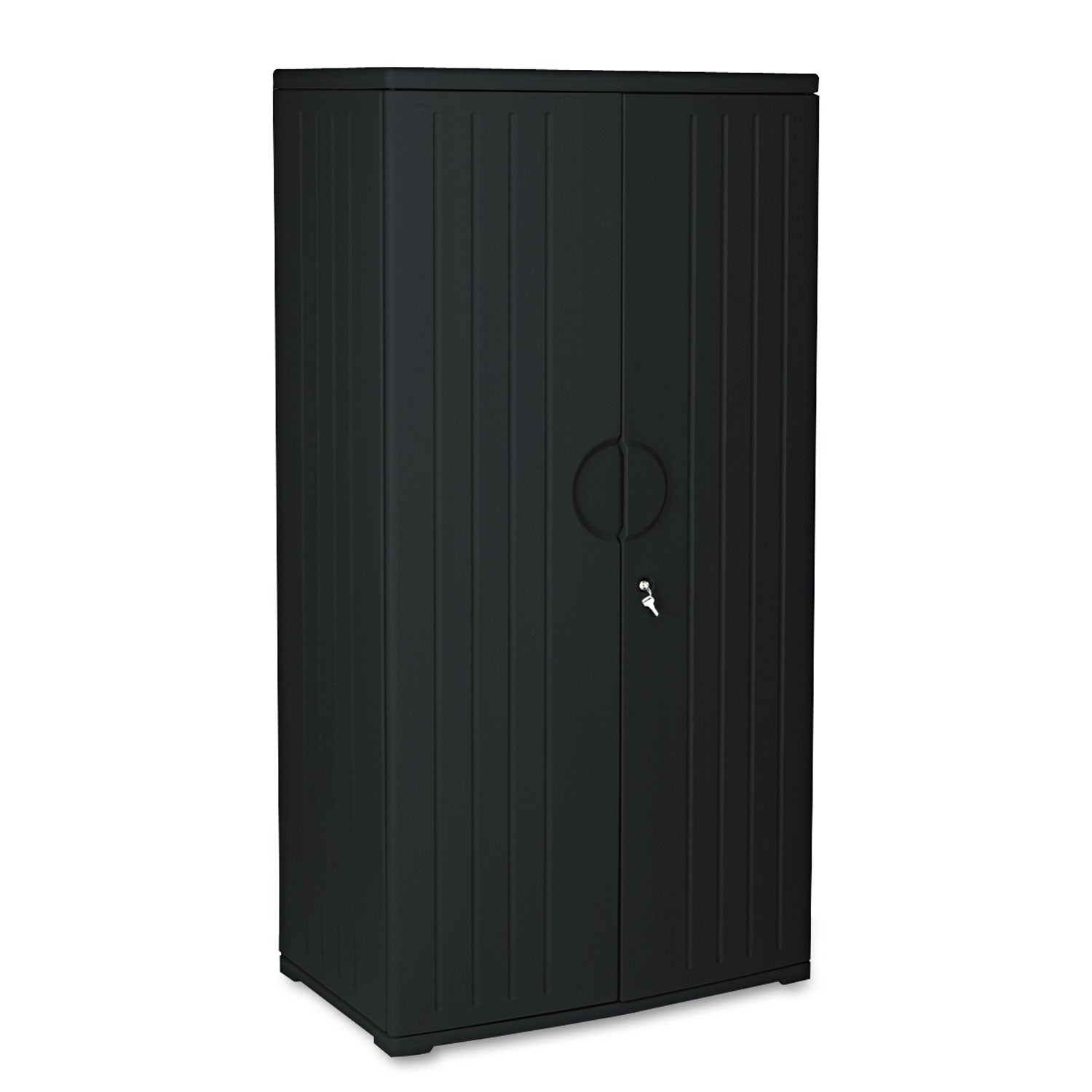 Rough n Ready Storage Cabinet, Four-Shelf, 36w x 22d x 72h, Black - 
