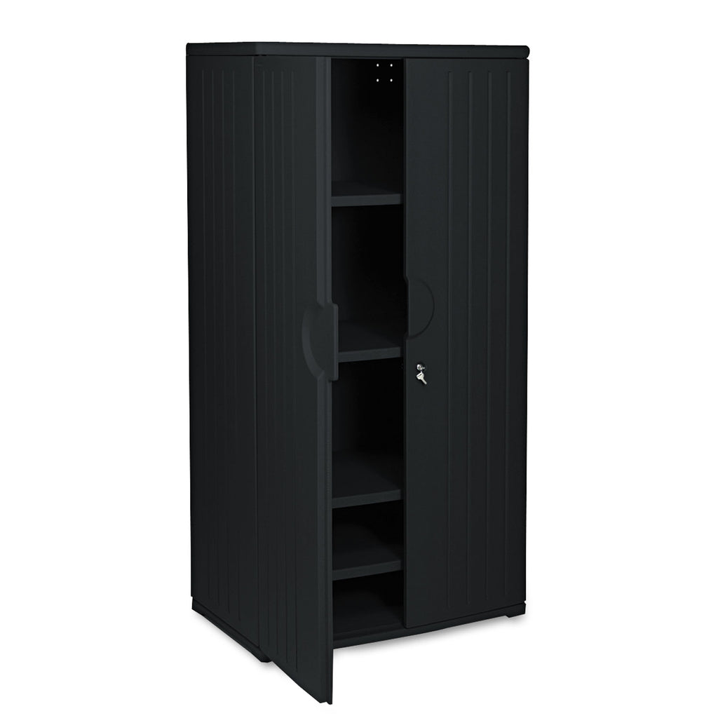 Rough n Ready Storage Cabinet, Four-Shelf, 36w x 22d x 72h, Black - 