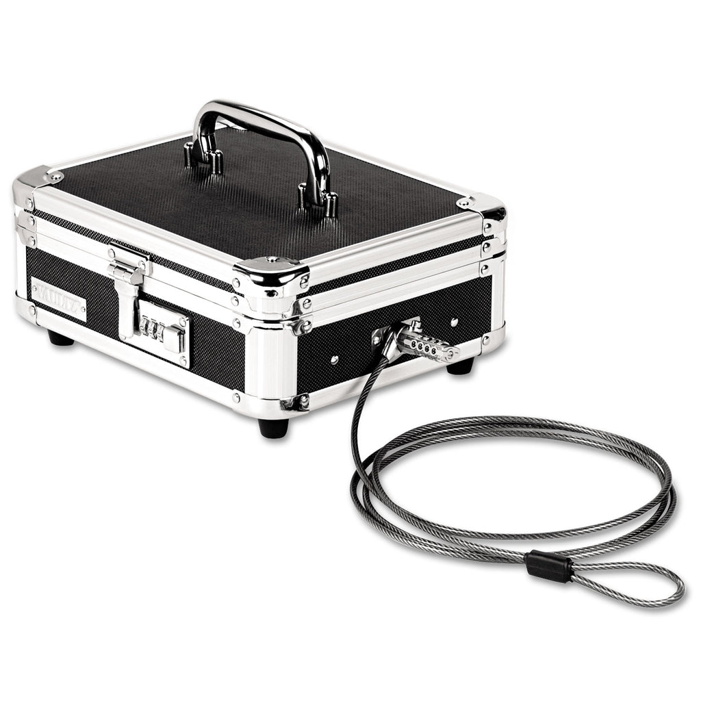 Locking Cast Box with Tumbler Lock, 10 x 8.75 x 5, Plastic; Steel, Black and Chrome