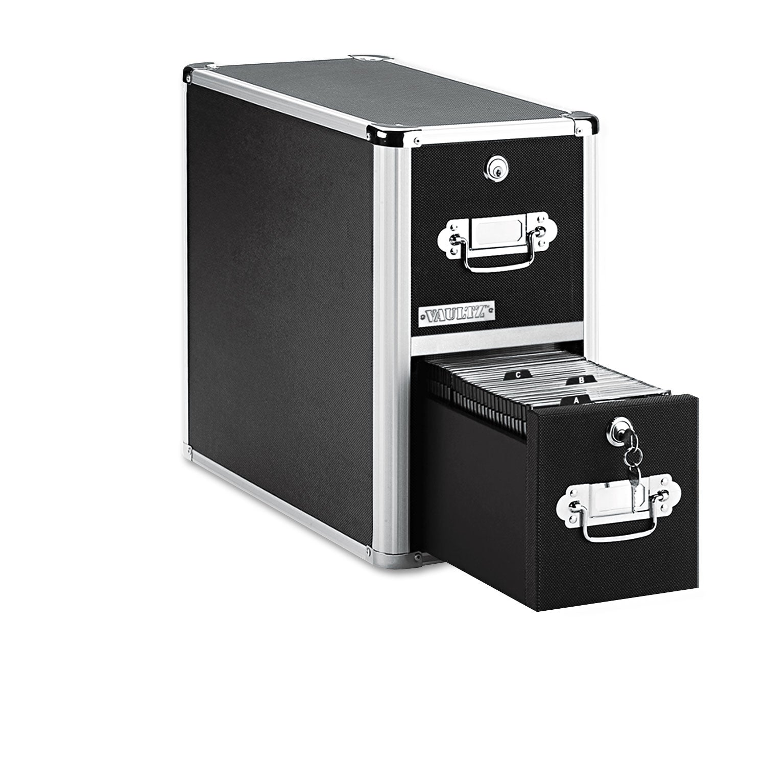 Two-Drawer CD File Cabinet, Holds 330 Folders or 120 Slim/60 Standard Cases, Black - 