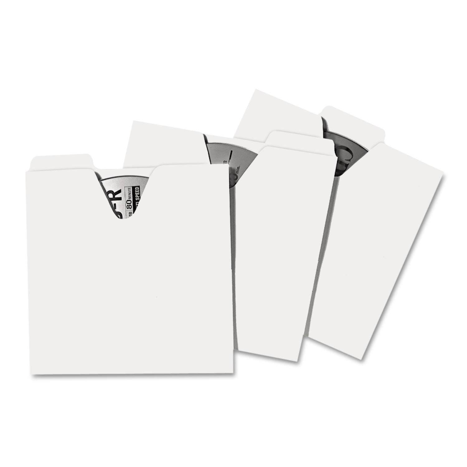 CD File Folders, 1 Disc Capacity, White, 100/Pack - 