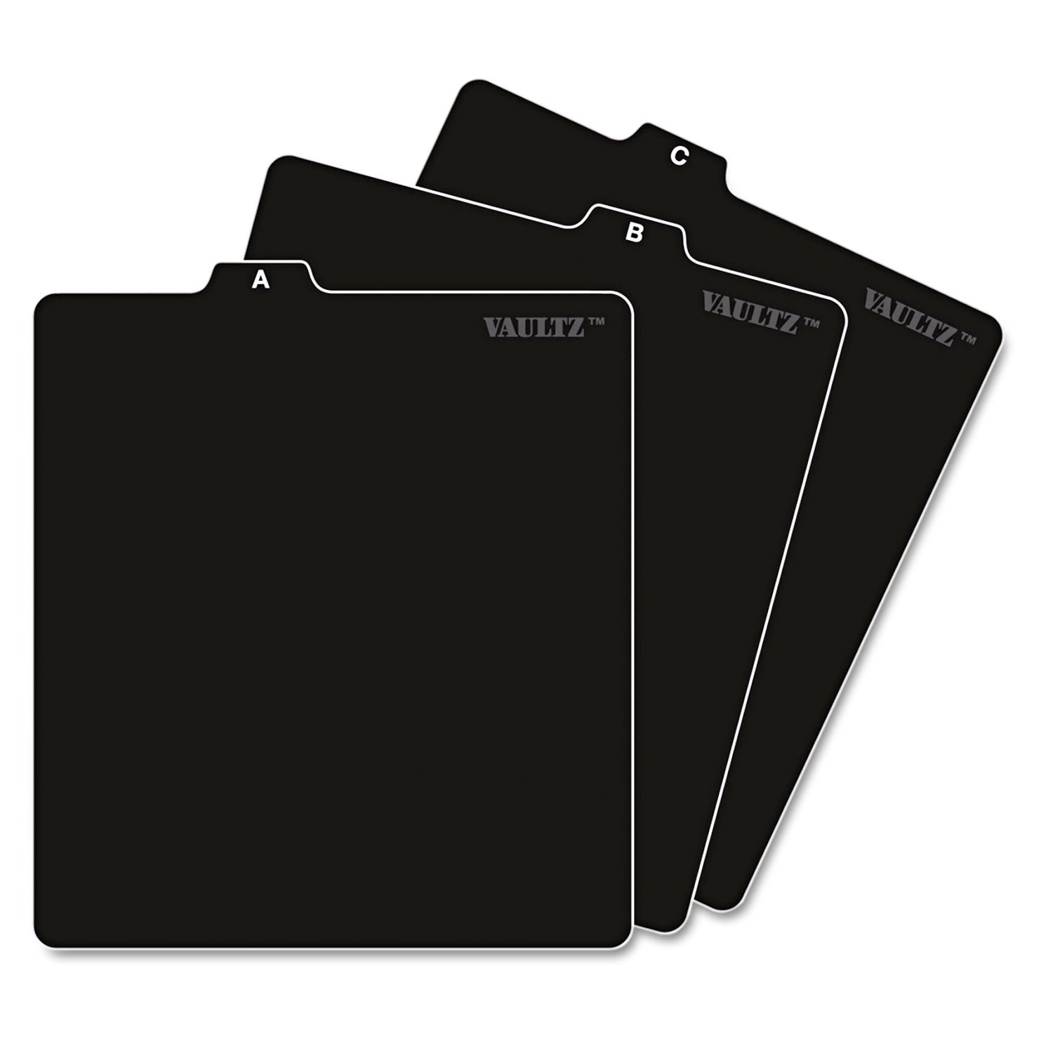 A-Z CD File Guides, 1/3-Cut Top Tab, A to Z, 5 x 5.75, Black, 26/Set - 