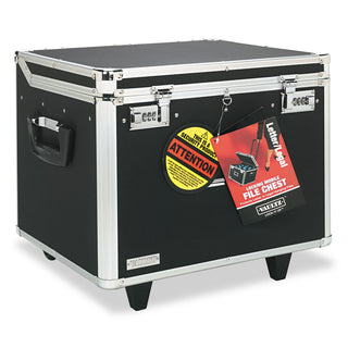 Locking Mobile File Chest, Letter/Legal Files, 17.5" x 15.5" x 14.5", Black/Chrome - 