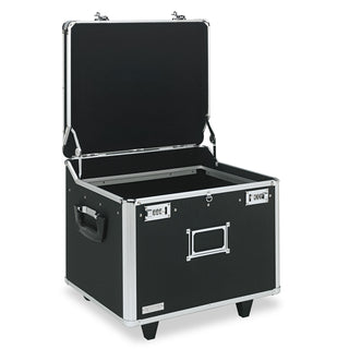 Locking Mobile File Chest, Letter/Legal Files, 17.5" x 15.5" x 14.5", Black/Chrome - 
