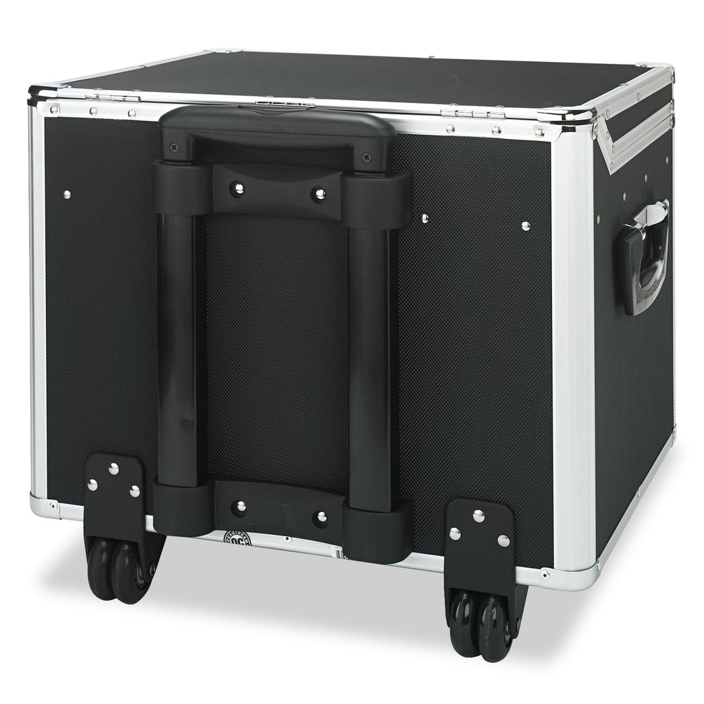 Locking Mobile File Chest, Letter/Legal Files, 17.5" x 15.5" x 14.5", Black/Chrome - 