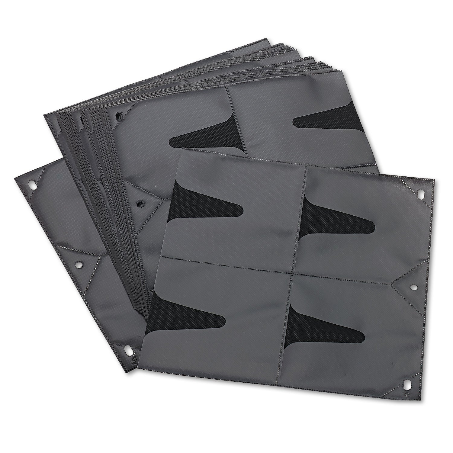 Two-Sided CD Refill Pages for Three-Ring Binder, 8 Disc Capacity, Clear/Black, 25/Pack - 