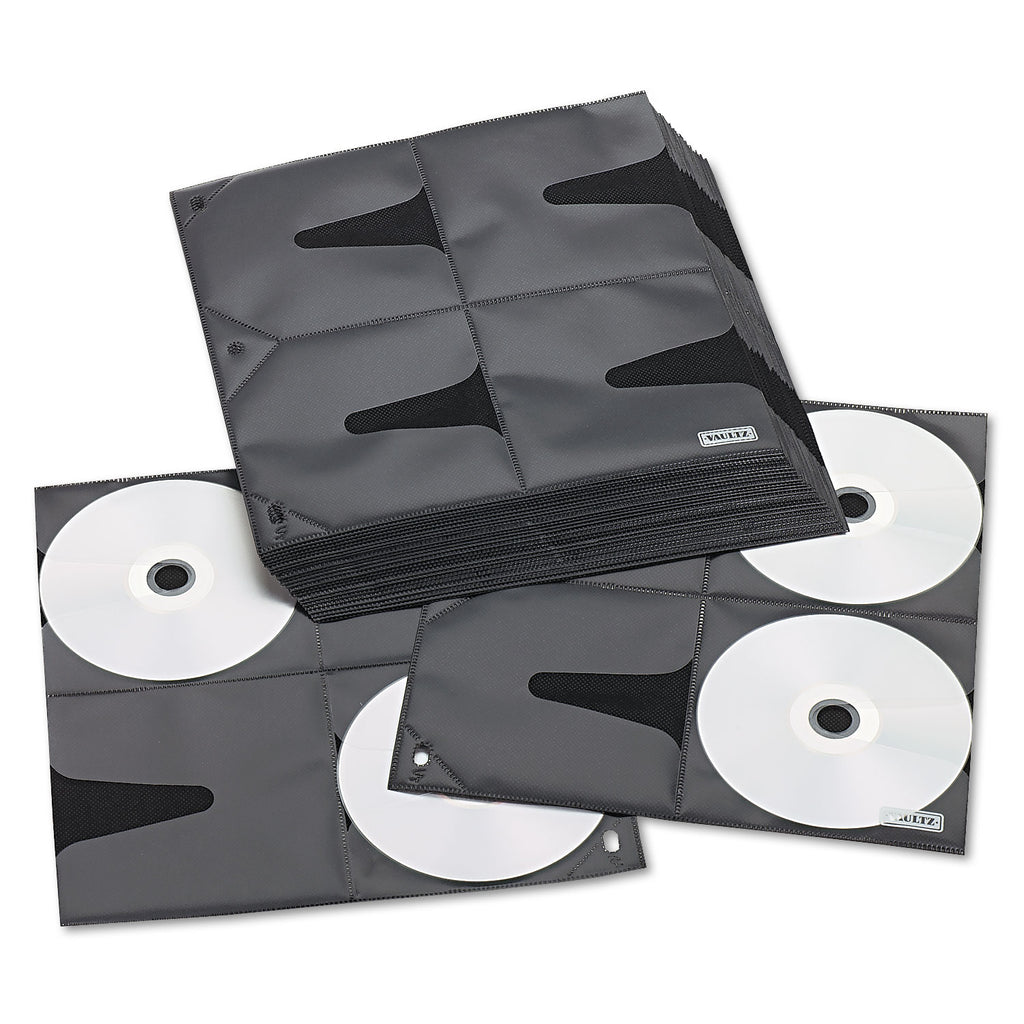 Two-Sided CD Refill Pages for Three-Ring Binder, 8 Disc Capacity, Clear/Black, 25/Pack - 