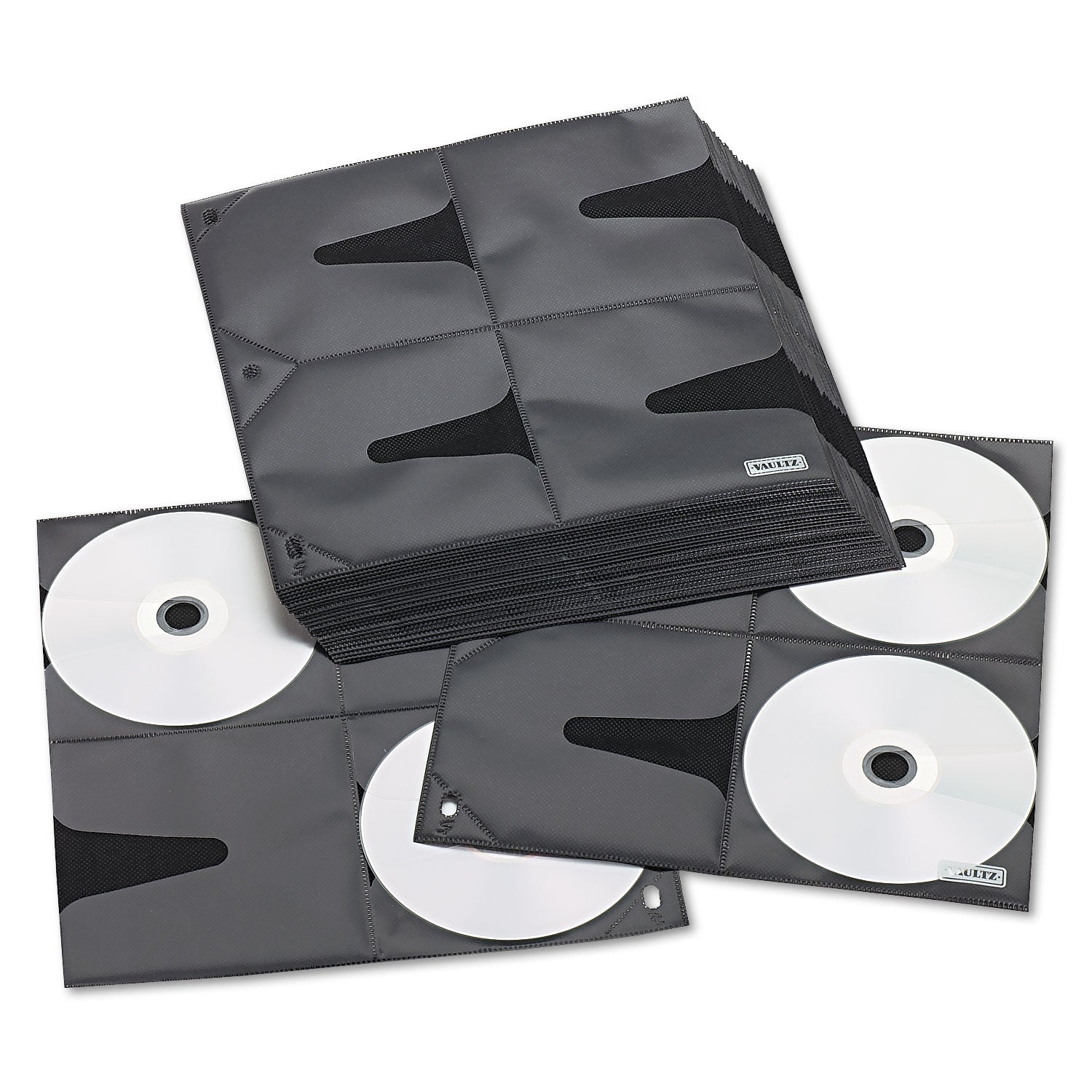 Two-Sided CD Refill Pages for Three-Ring Binder, 8 Disc Capacity, Clear/Black, 25/Pack - 