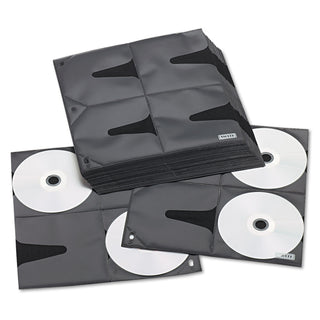 Two-Sided CD Refill Pages for Three-Ring Binder, 8 Disc Capacity, Clear/Black, 25/Pack - 