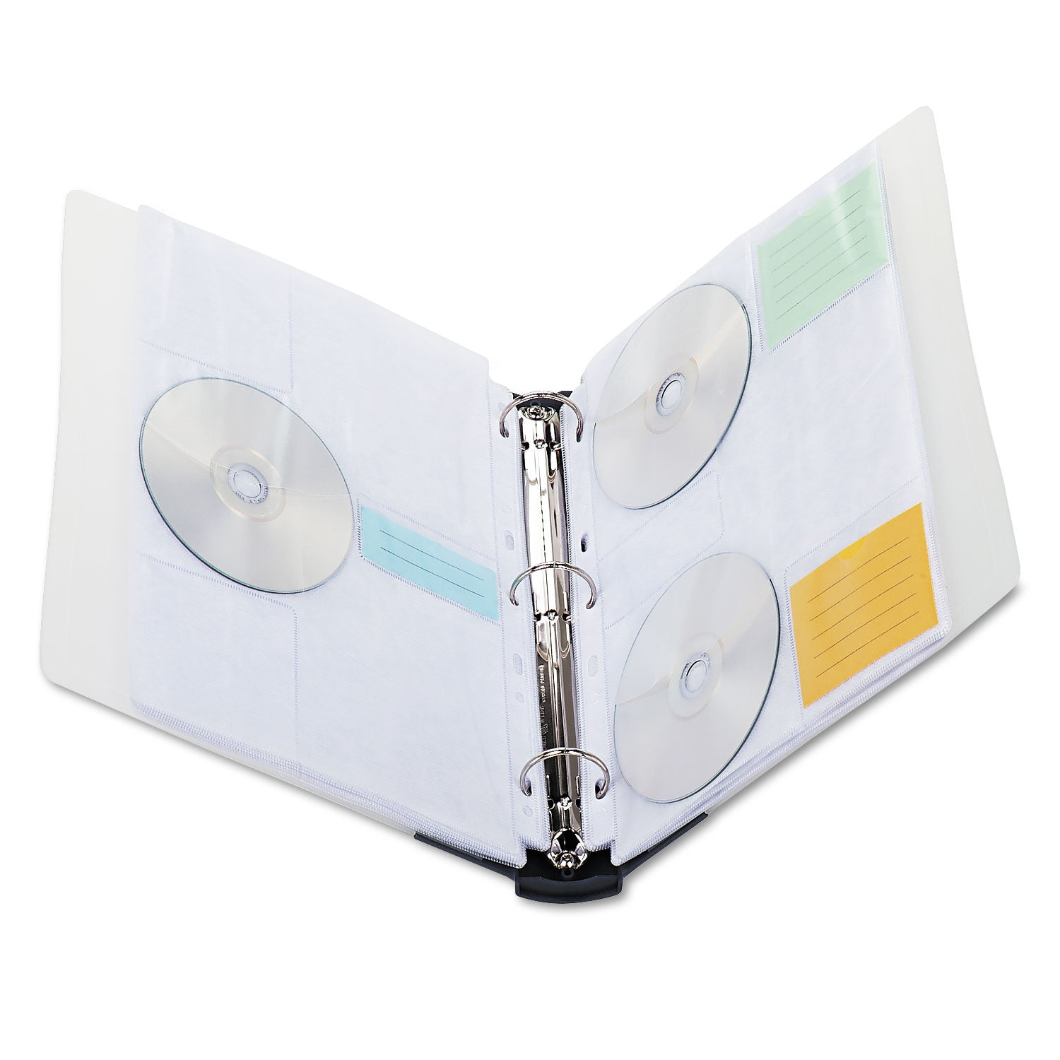 CD/DVD Three-Ring Refillable Binder, Holds 90 Discs, Midnight Blue/Clear - 