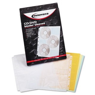 Two-Sided CD/DVD Pages for Three-Ring Binder, 6 Disc Capacity, Clear, 10/Pack - 
