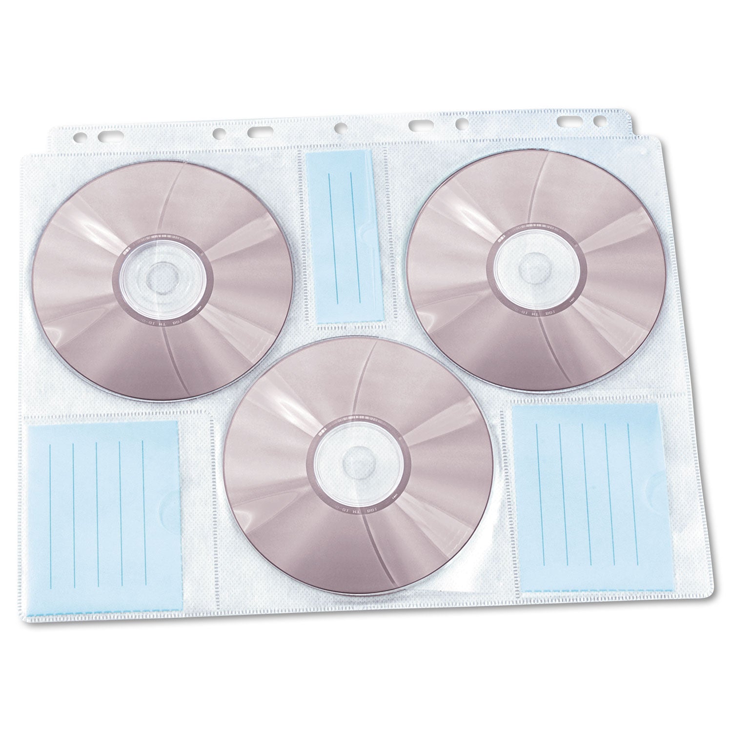 Two-Sided CD/DVD Pages for Three-Ring Binder, 6 Disc Capacity, Clear, 10/Pack - 