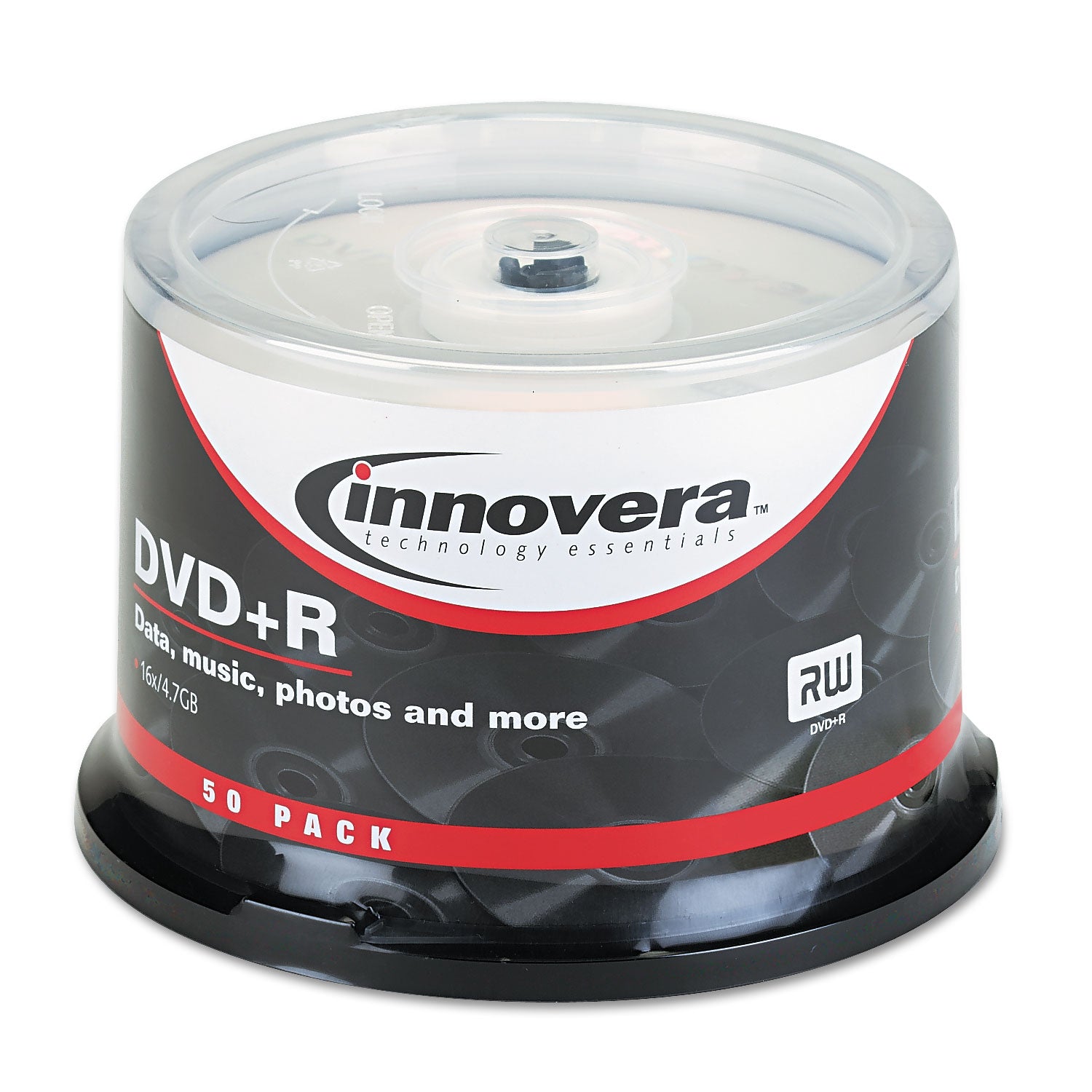 DVD+R Recordable Disc, 4.7 GB, 16x, Spindle, Silver, 50/Pack - 