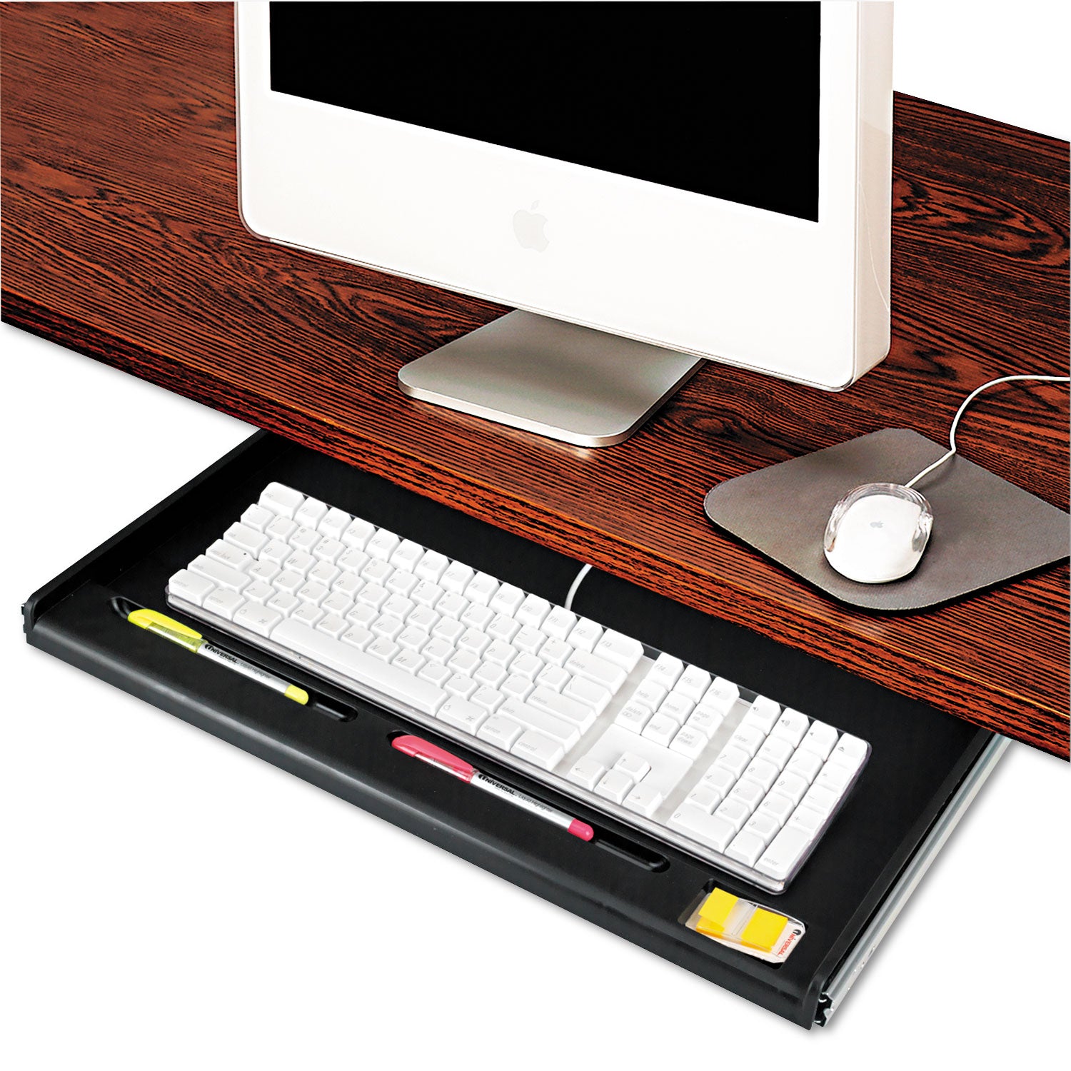 Standard Underdesk Keyboard Drawer, 21.38"w x 12.88"d, Black - 