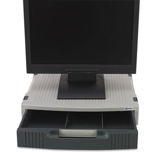 Basic LCD Monitor/Printer Stand, 15" x 11" x 3", Charcoal Gray/Light Gray - 