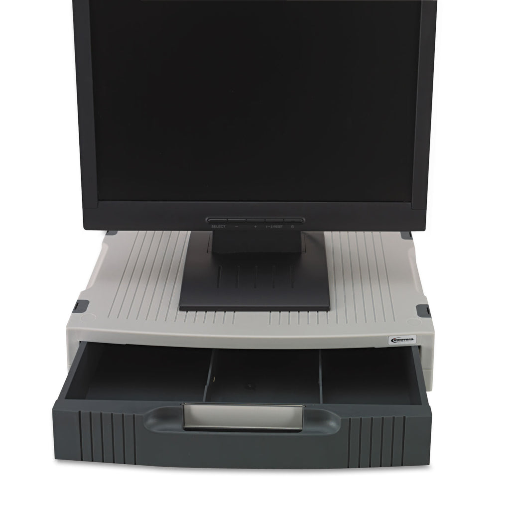 Basic LCD Monitor/Printer Stand, 15" x 11" x 3", Charcoal Gray/Light Gray