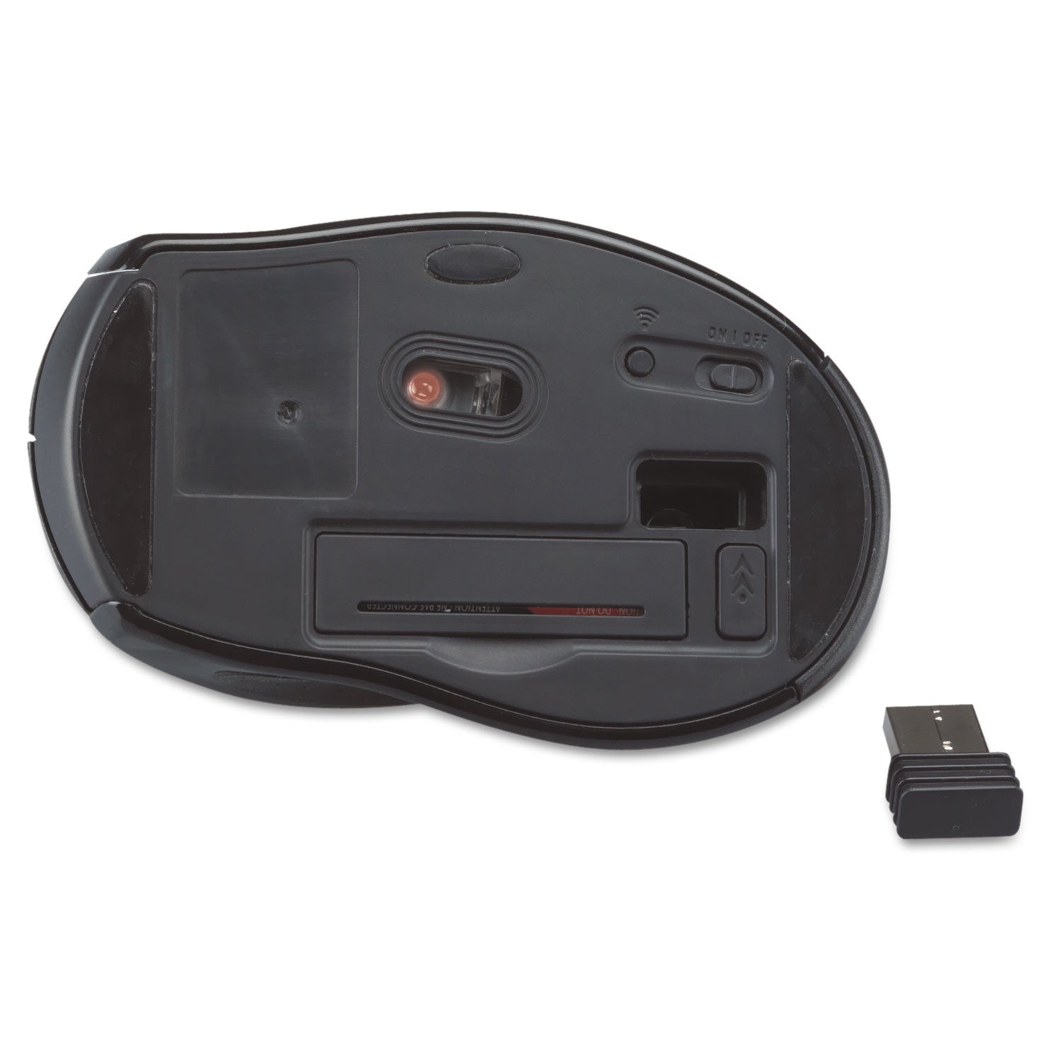 Wireless Optical Mouse with USB-A, 2.4 GHz Frequency/32 ft Wireless Range, Left/Right Hand Use, Gray/Black - 