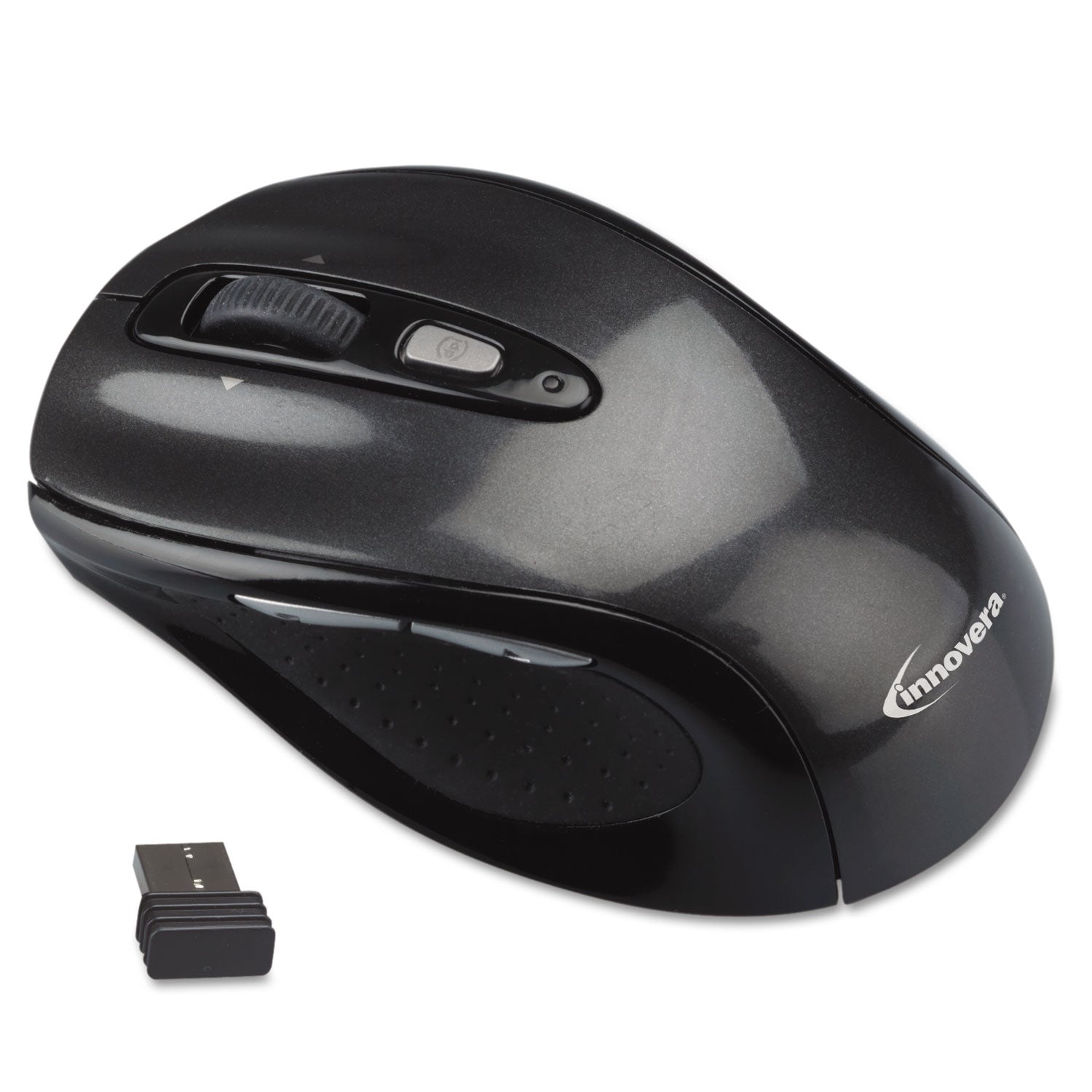 Wireless Optical Mouse with USB-A, 2.4 GHz Frequency/32 ft Wireless Range, Left/Right Hand Use, Gray/Black - 