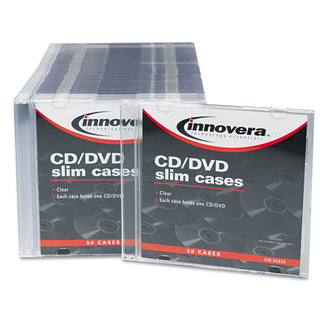 CD/DVD Slim Jewel Cases, Clear/Black, 50/Pack - 