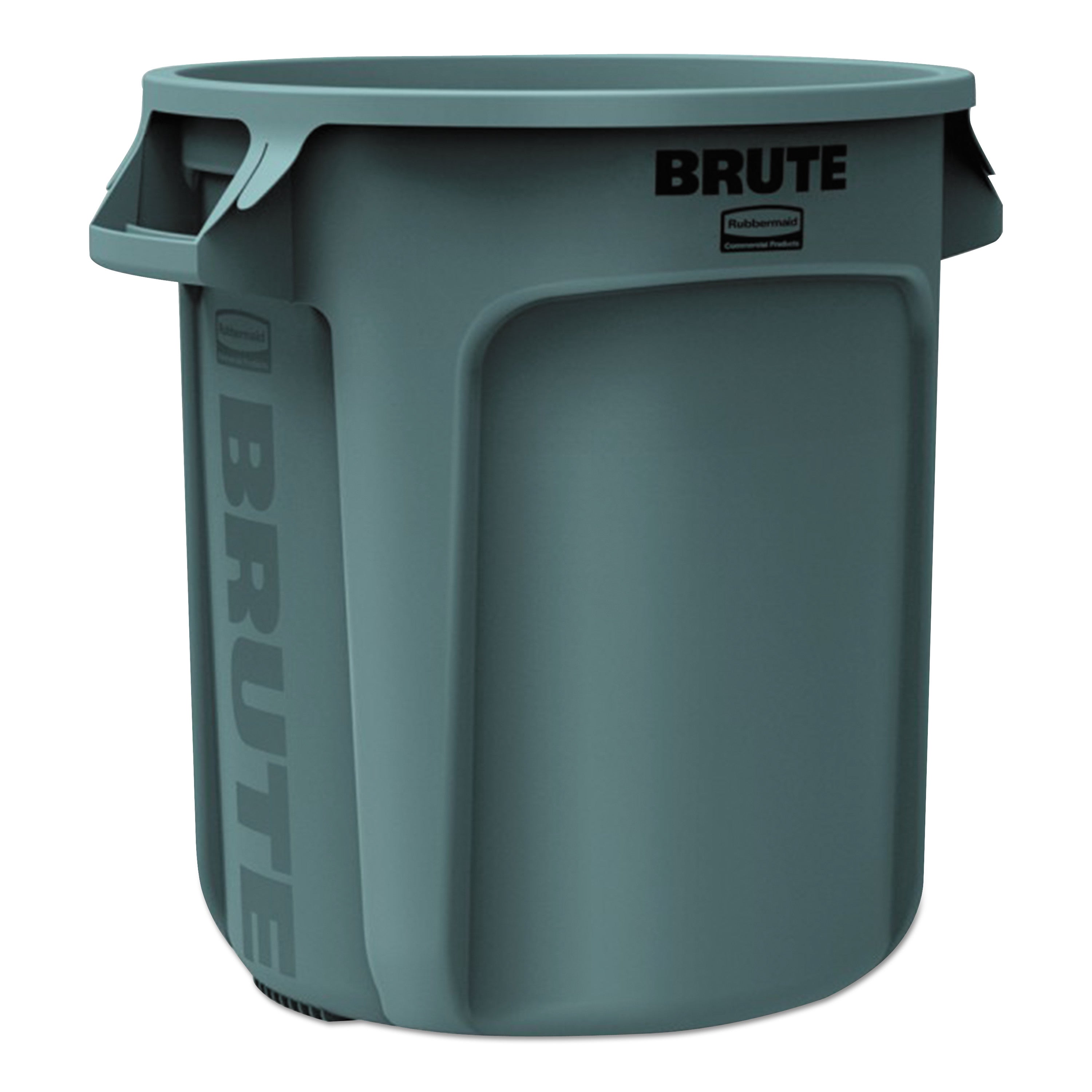 Vented Round Brute Container, 10 gal, Plastic, Gray - 1