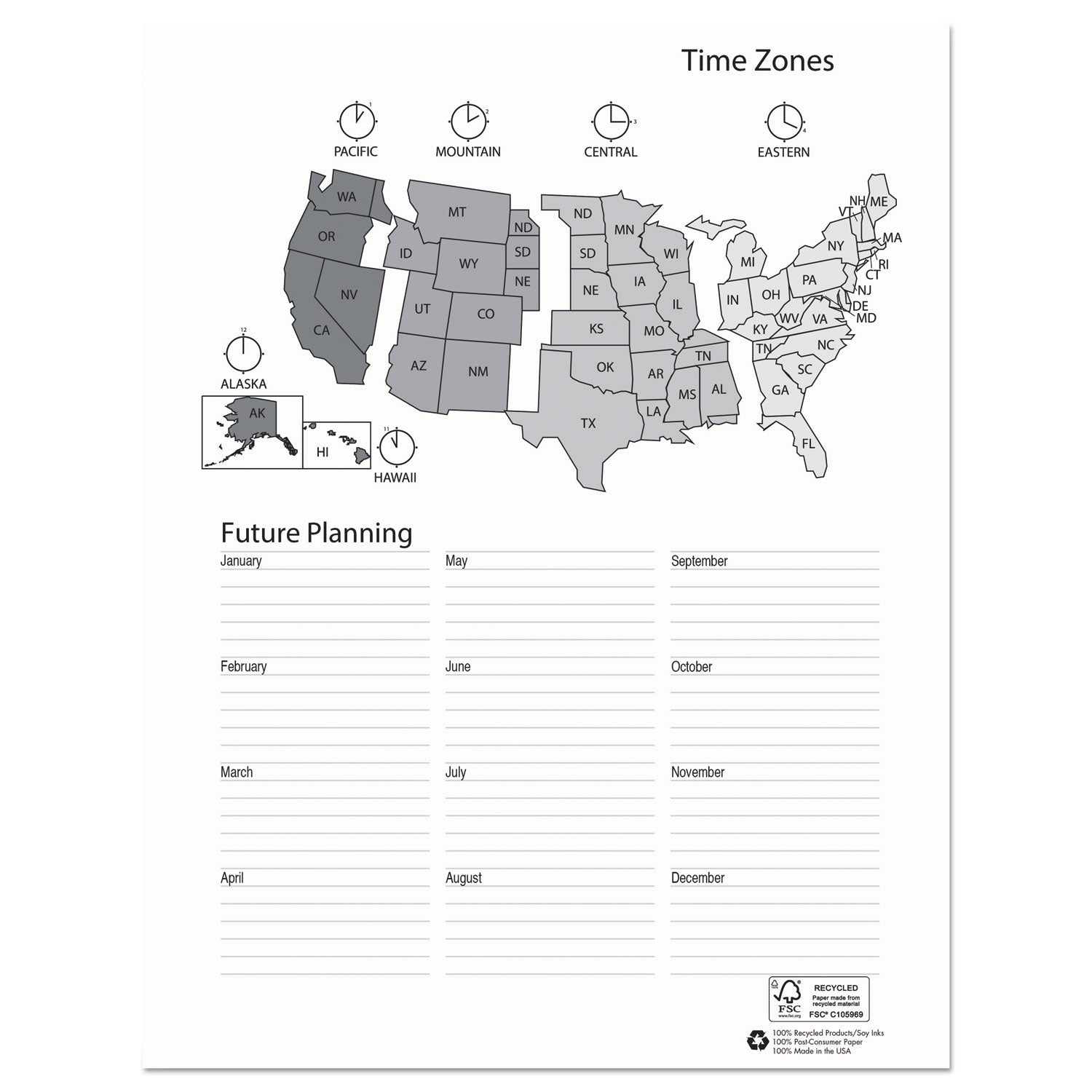 Recycled Professional Weekly Planner, 15-Minute Appts, 11 x 8.5, Black Wirebound Soft Cover, 24-Month (Jan-Dec): 2024-2025 - 