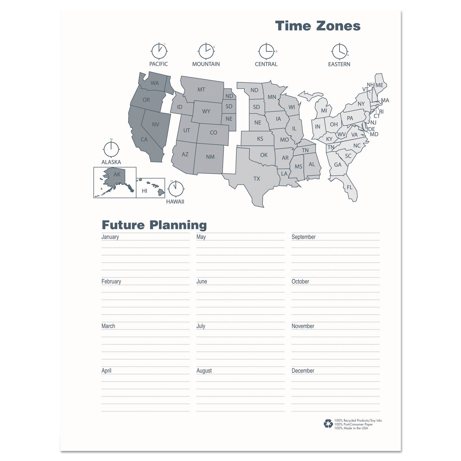 14-Month Recycled Ruled Monthly Planner, 11 x 8.5, Blue Cover, 14-Month (Dec to Jan): 2023 to 2025 - 