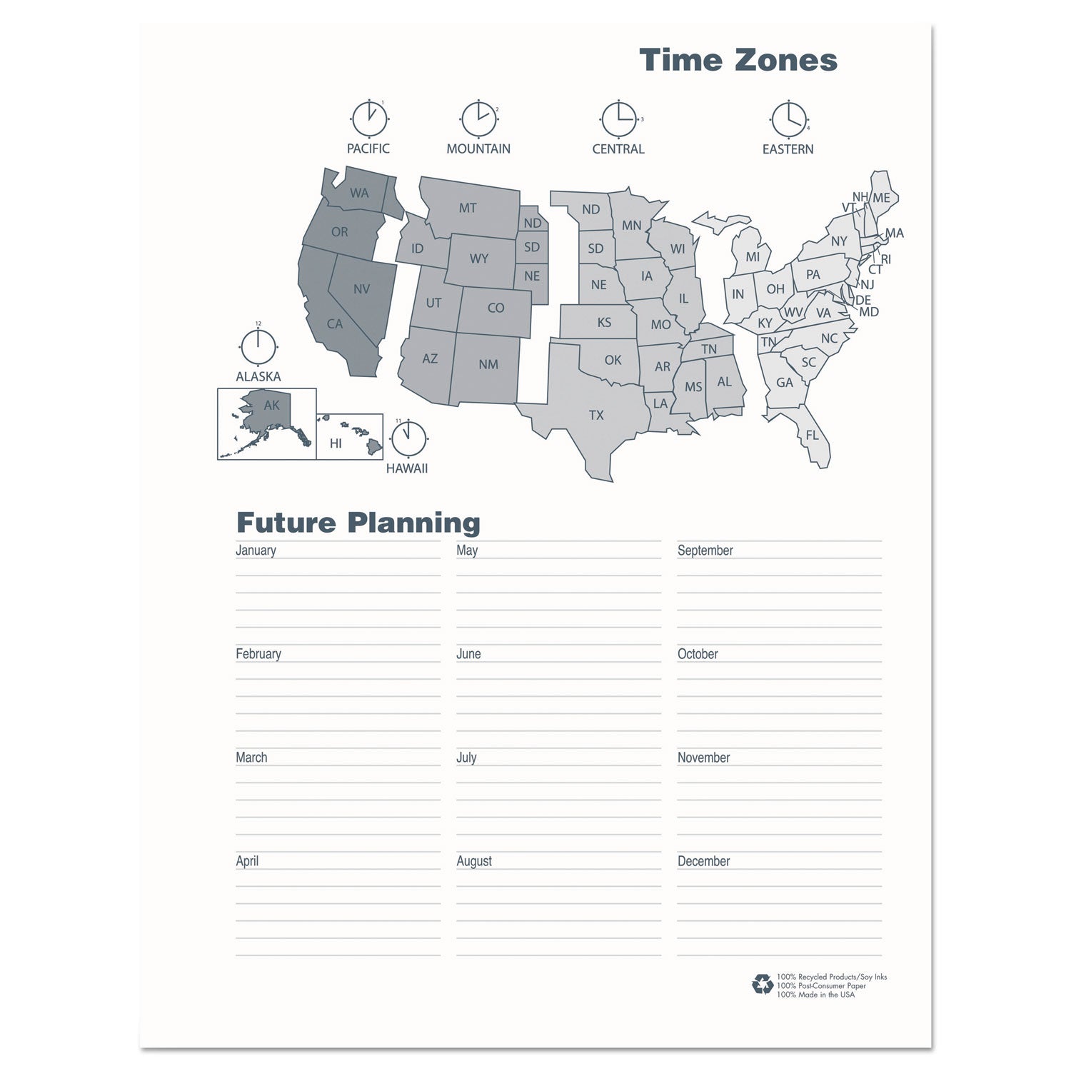 14-Month Recycled Ruled Monthly Planner, 11 x 8.5, Black Cover, 14-Month (Dec to Jan): 2023 to 2025