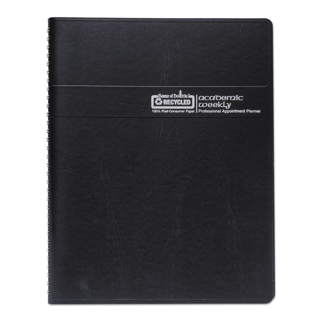 Recycled Professional Weekly Planner, 15-Minute Appts, 11 x 8.5, Black Wirebound Soft Cover, 12-Month (Aug-July): 2023-2024 - 