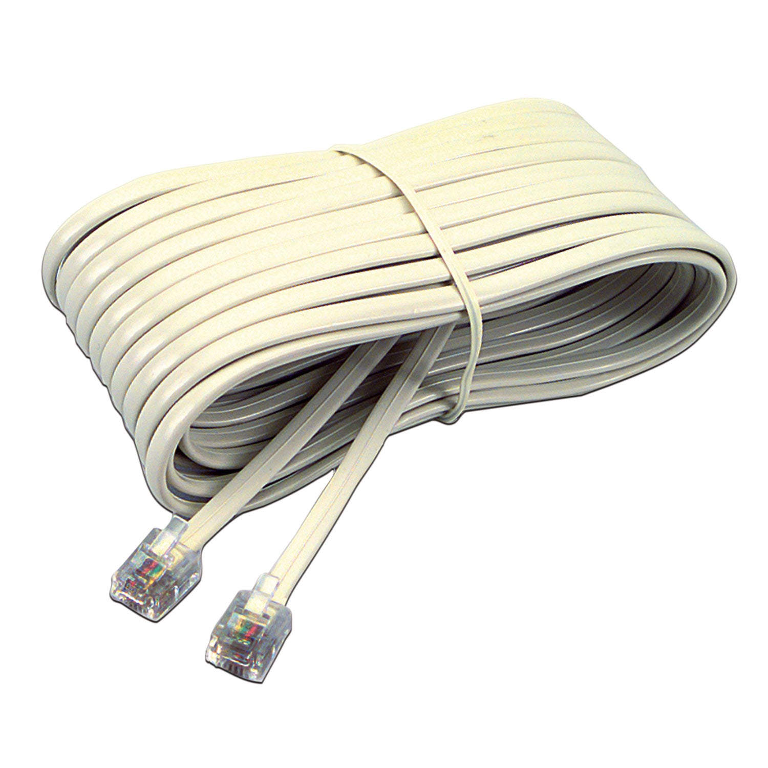 Telephone Extension Cord, Plug/Plug, 25 ft, Ivory - 