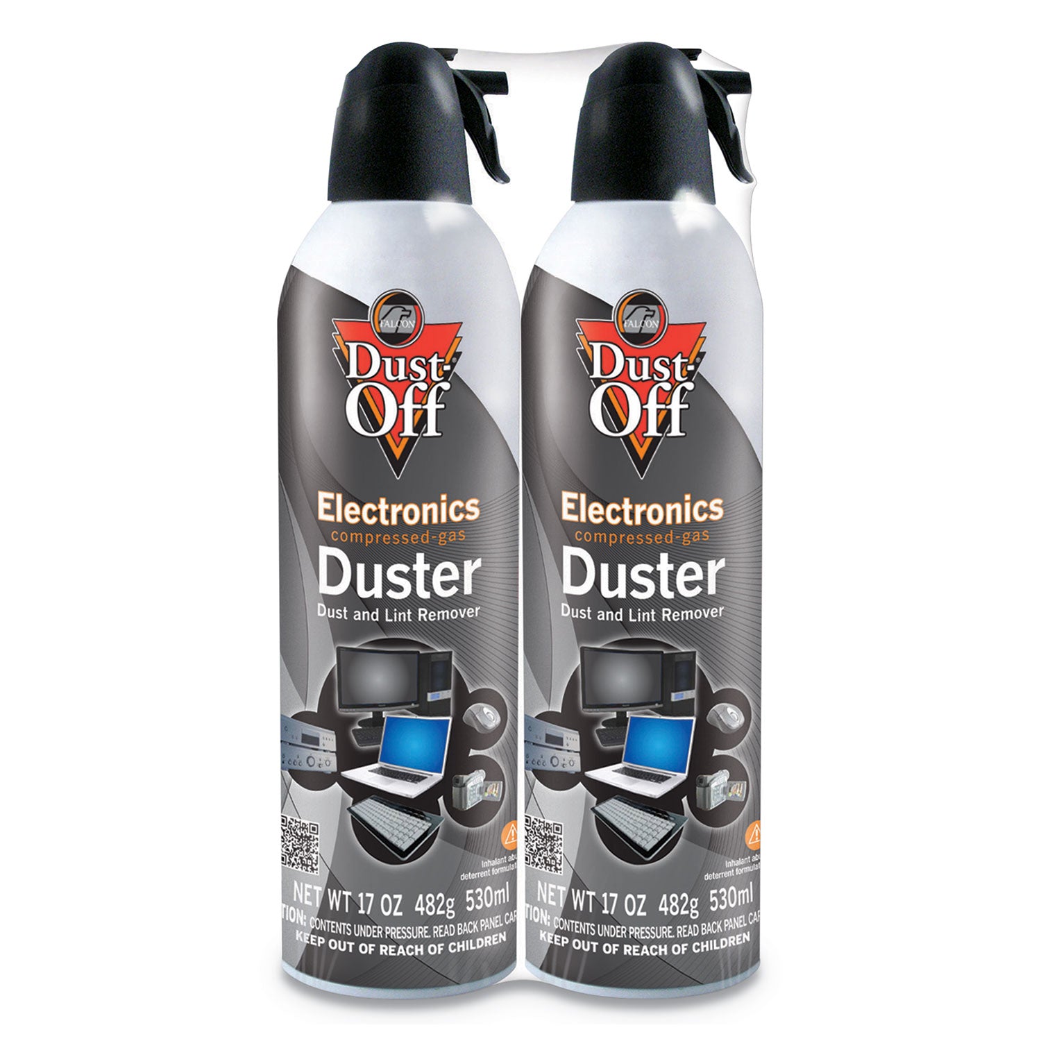 Disposable Compressed Air Duster, 17 oz Can, 2/Pack - 