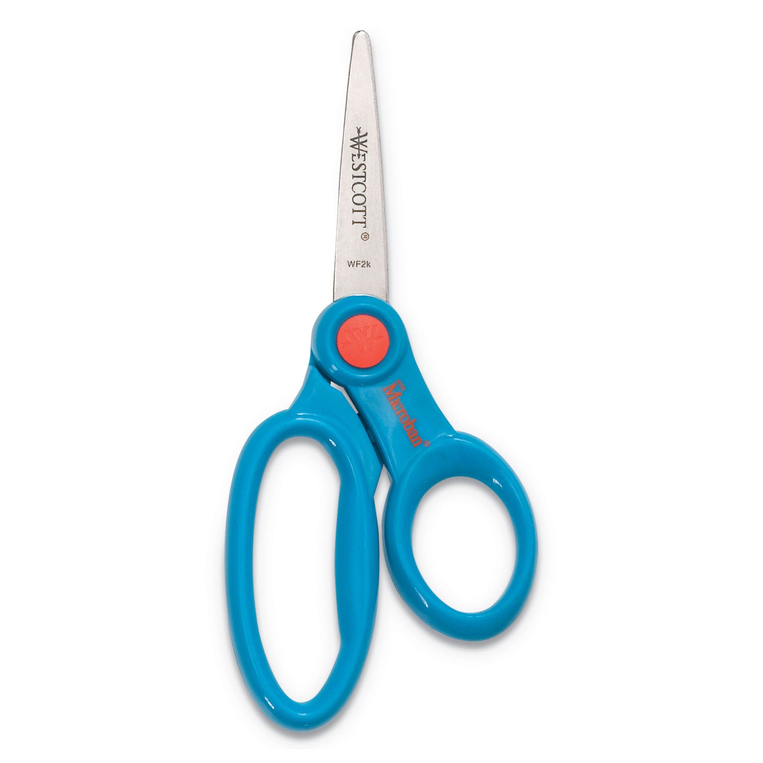 Kids' Scissors with Antimicrobial Protection, Pointed Tip, 5" Long, 2" Cut Length, Assorted Straight Handles, 12/Pack - 