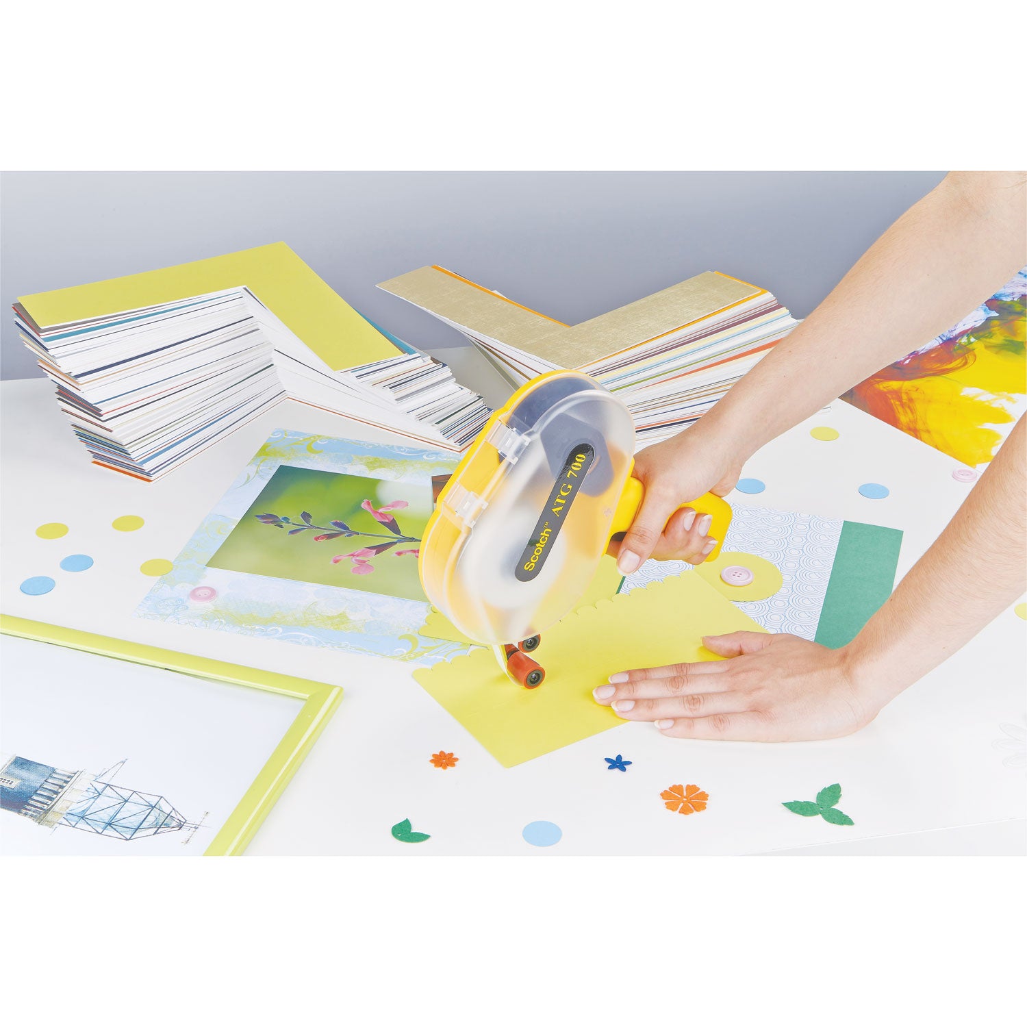 Adhesive Transfer Tape Applicator, For Rolls Up to 0.5 to x 1,296", Yellow